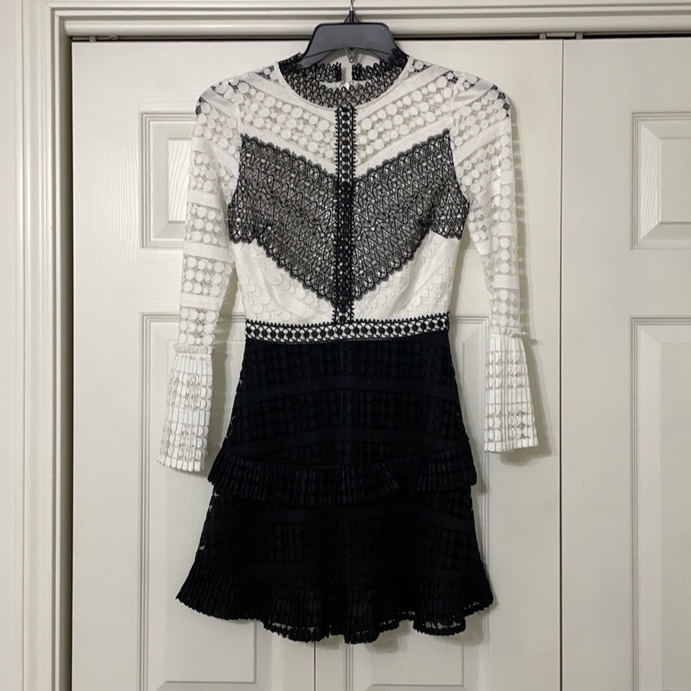 Gianni Bini black and white lace dress